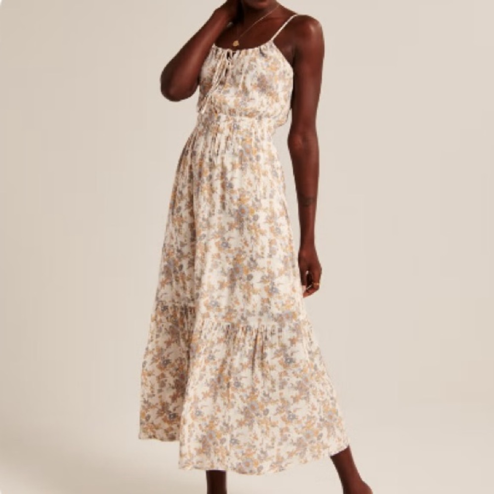 Abercrombie floral easy waste midaxi dress